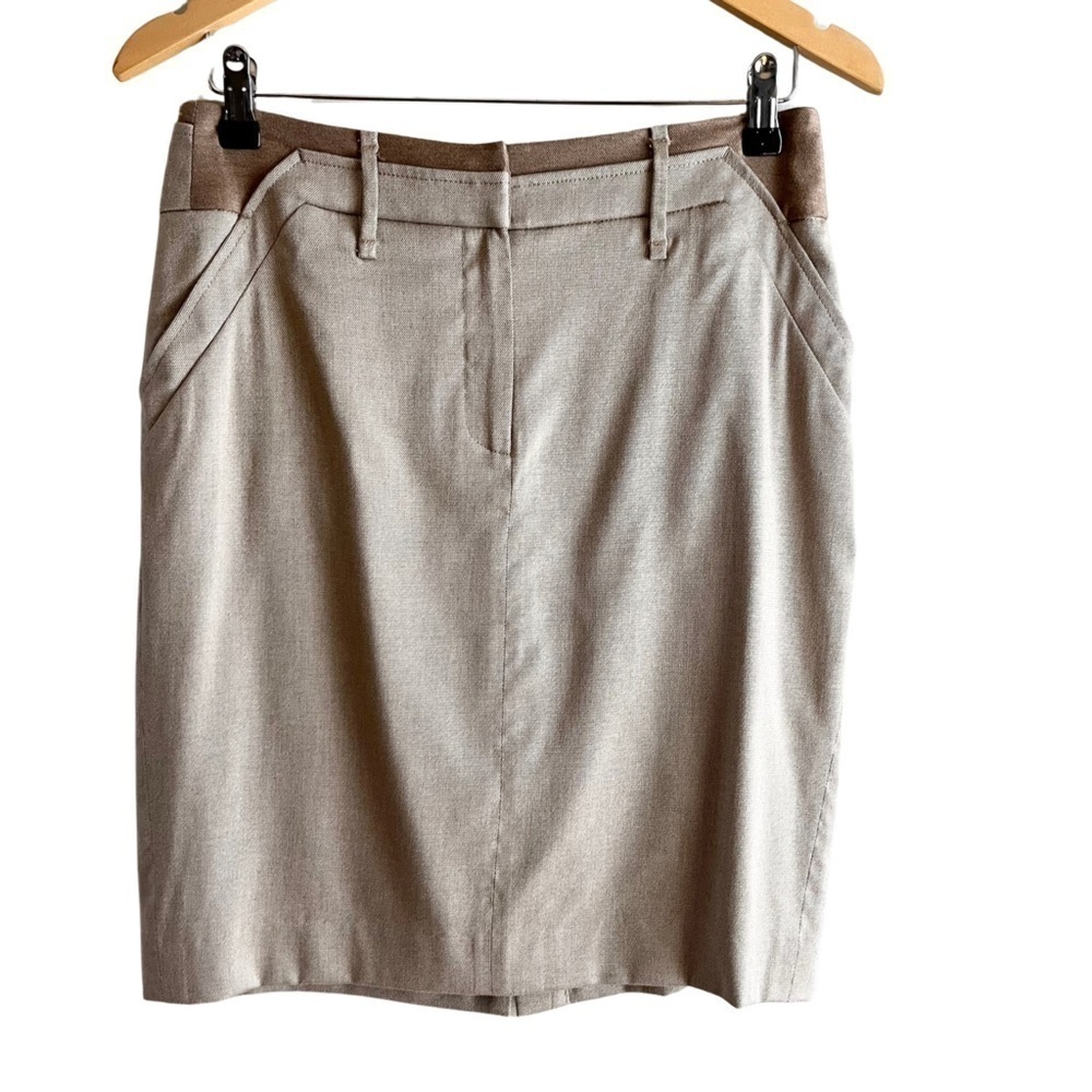 ETCETERA Pencil Skirt With Pocket in Tan &‎ Brown, Viscose Blend, Size 4